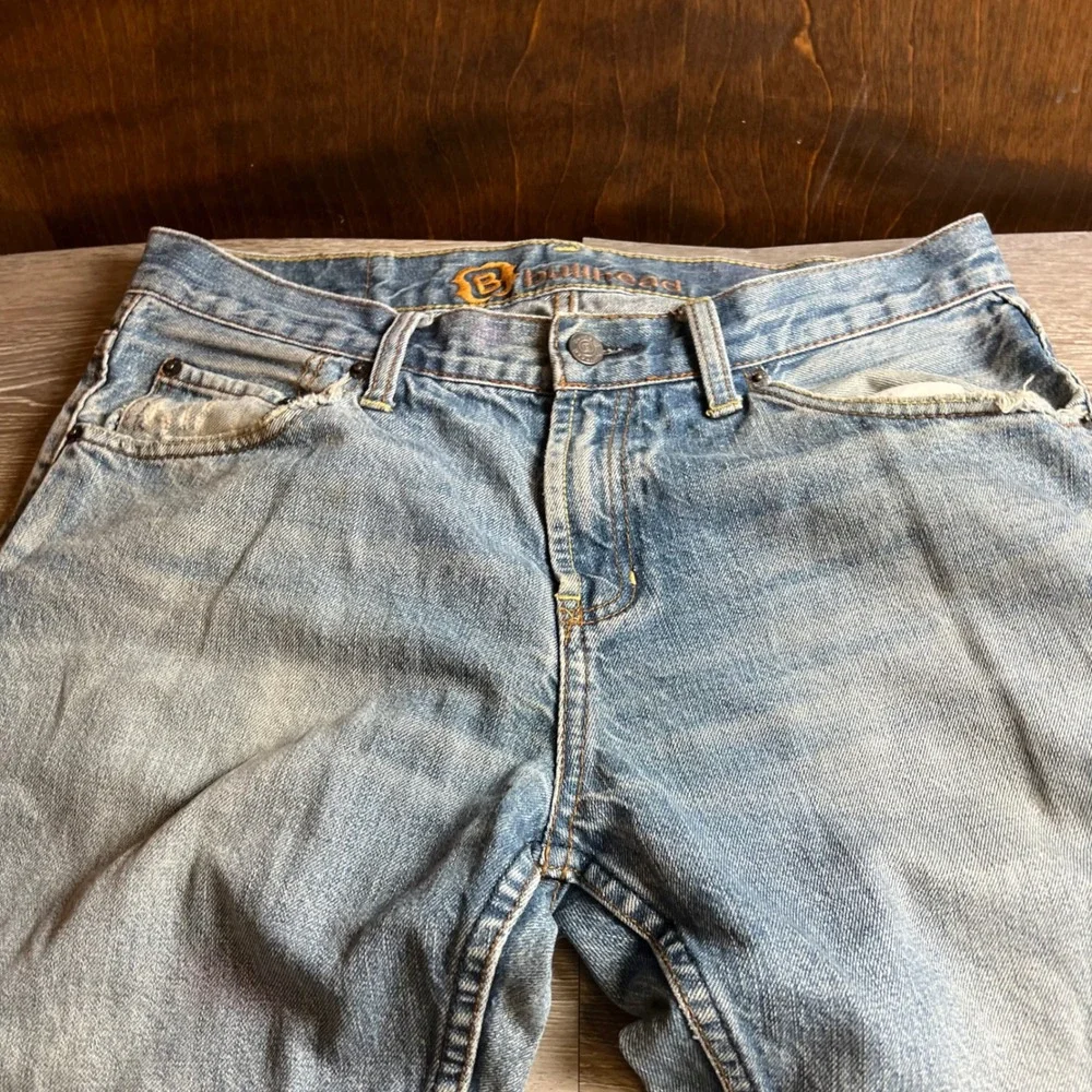 Bullhead Jeans Mens 32 Light Blue Straight Leg Distressed Y2K Skater Denim